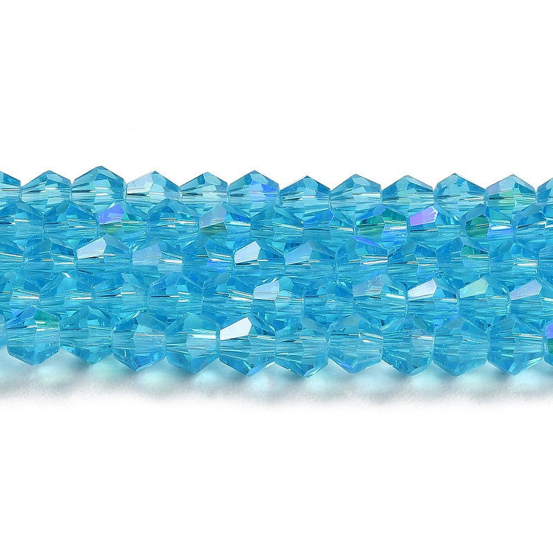 The Bead Store 4mm Glass Bicones Sky Blue AB approx. 80 beads