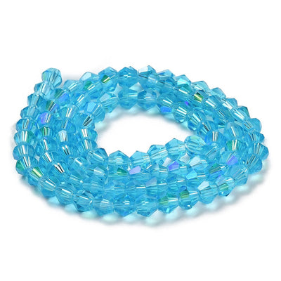 The Bead Store 4mm Glass Bicones Sky Blue AB approx. 80 beads