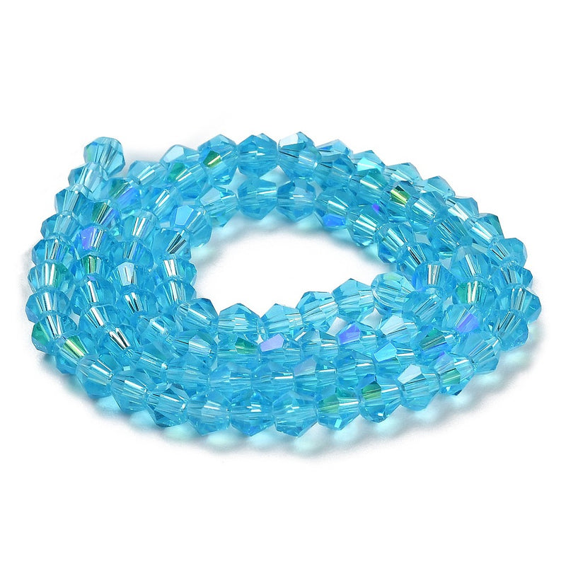 The Bead Store 4mm Glass Bicones Sky Blue AB approx. 80 beads