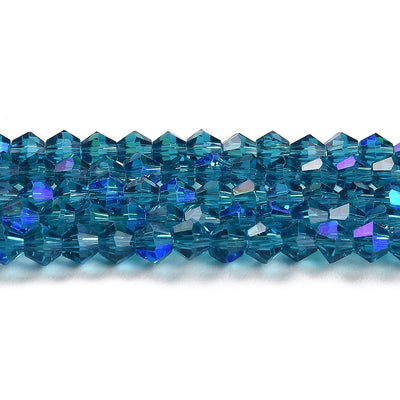 The Bead Store 4mm Glass Bicones Steel Blue AB approx. 80 beads