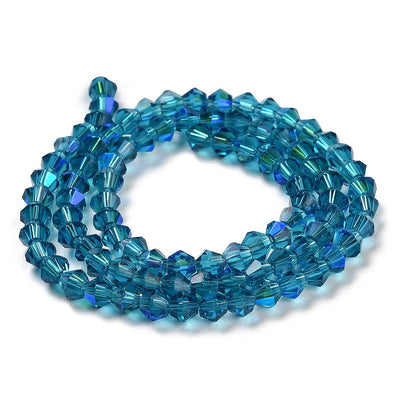 The Bead Store 4mm Glass Bicones Steel Blue AB approx. 80 beads