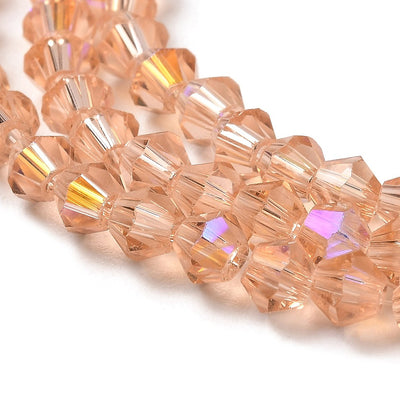 The Bead Store 4mm Glass Bicones Vintage Rose AB approx. 80 beads