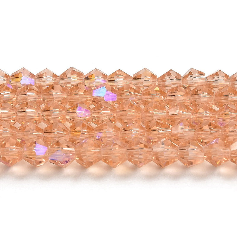 The Bead Store 4mm Glass Bicones Vintage Rose AB approx. 80 beads