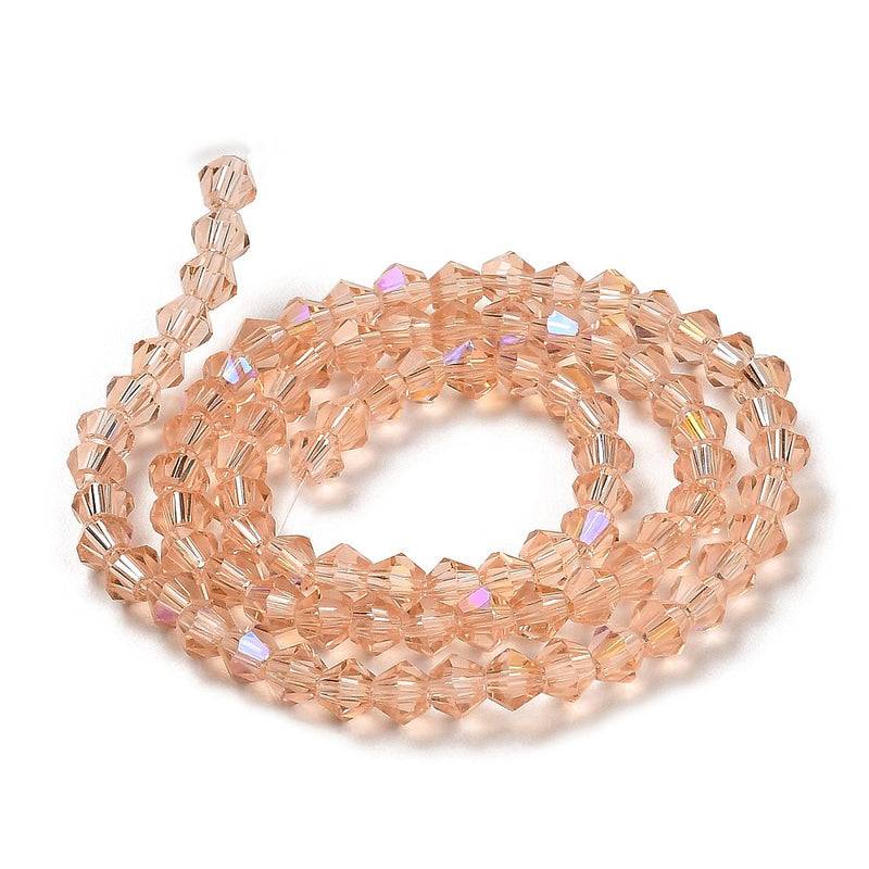 The Bead Store 4mm Glass Bicones Vintage Rose AB approx. 80 beads