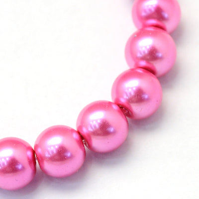 The Bead Store 4mm Glass Pearls approx. 210 beads / strand ~ Hot Pink