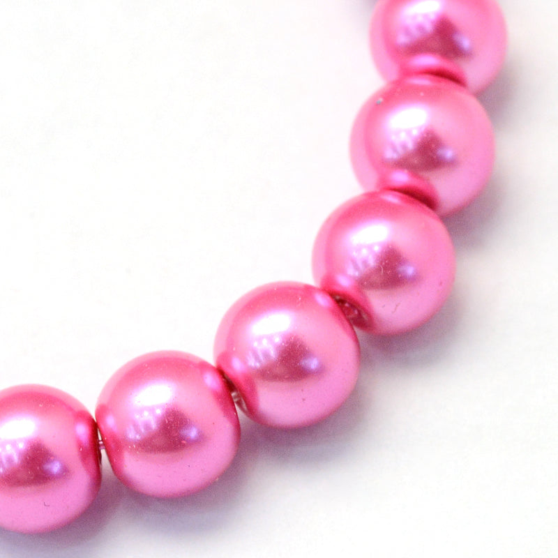 The Bead Store 4mm Glass Pearls approx. 210 beads / strand ~ Hot Pink