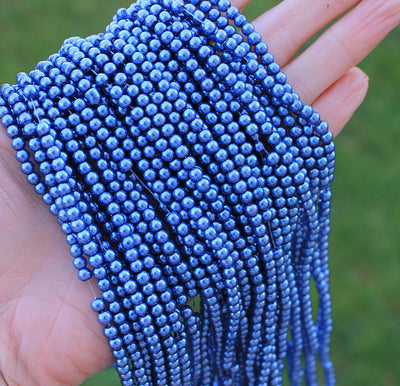 The Bead Store 4mm Glass Pearls approx. 210 beads / strand ~ Slate Blue