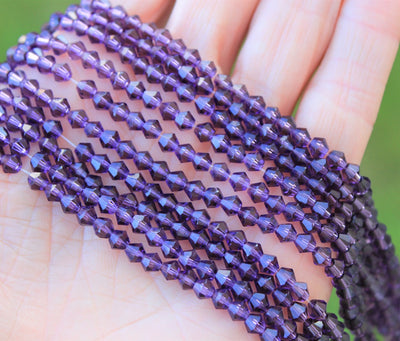 The Bead Store 4mm Purple Glass Bicones ~ approx. 85 Beads/String 