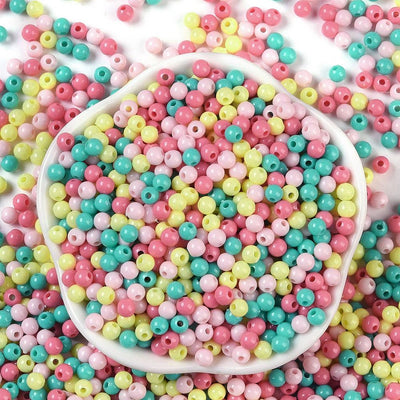 The Bead Store 4mm Round Acrylic Beads Mixed Colours approx. 700 beads