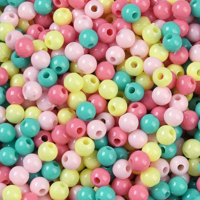 The Bead Store 4mm Round Acrylic Beads Mixed Colours approx. 700 beads