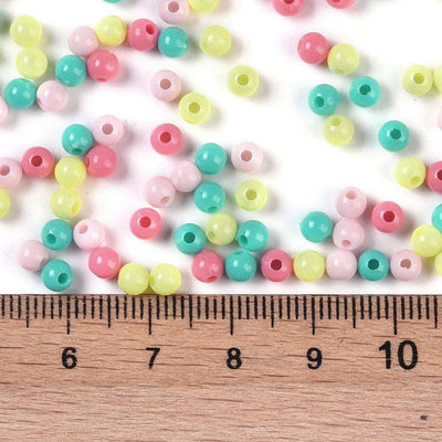The Bead Store 4mm Round Acrylic Beads Mixed Colours approx. 700 beads
