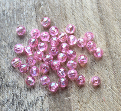 The Bead Store 4mm Round Acrylic Beads Pink AB Pack of 100 beads