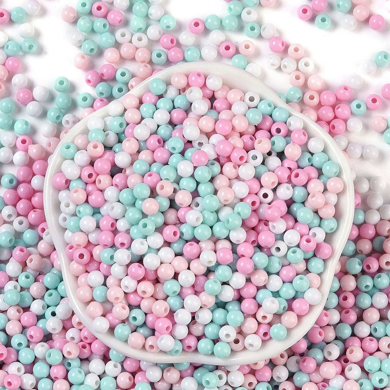 The Bead Store 4mm Round Acrylic Beads Pink and Blue Mix approx. 700 beads
