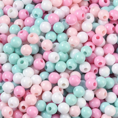 The Bead Store 4mm Round Acrylic Beads Pink and Blue Mix approx. 700 beads