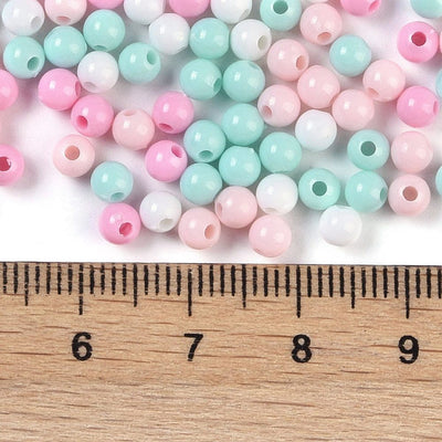 The Bead Store 4mm Round Acrylic Beads Pink and Blue Mix approx. 700 beads