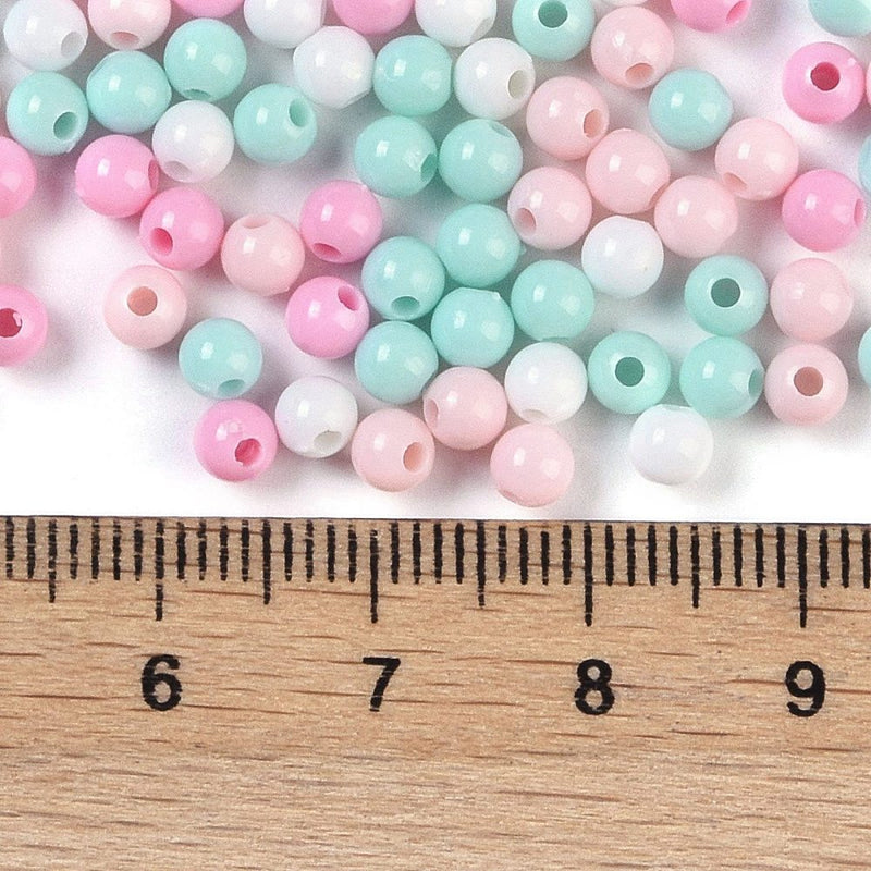 The Bead Store 4mm Round Acrylic Beads Pink and Blue Mix approx. 700 beads