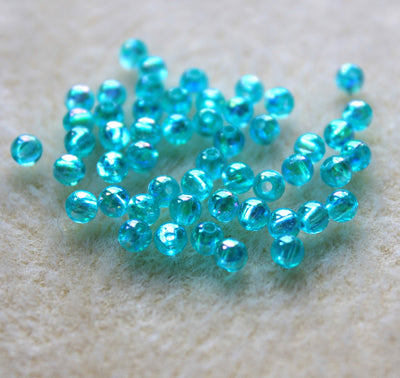 The Bead Store 4mm Round Acrylic Beads Teal AB Pack of 100 beads