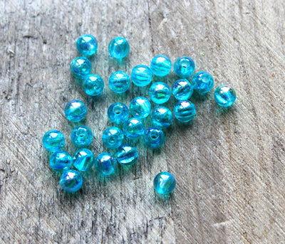 The Bead Store 4mm Round Acrylic Beads Teal AB Pack of 100 beads