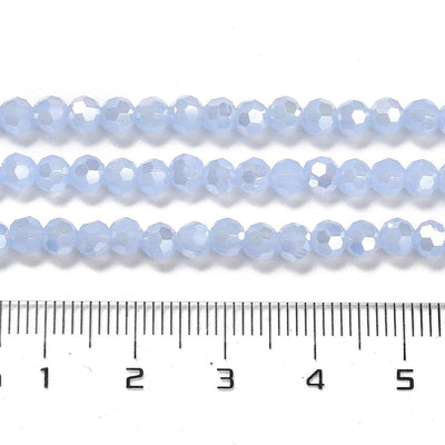The Bead Store 4mm Round Faceted Glass Beads Blue Jade AB