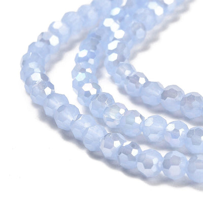 The Bead Store 4mm Round Faceted Glass Beads Blue Jade AB