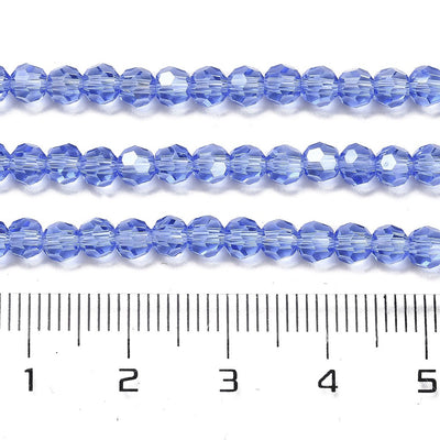 The Bead Store 4mm Round Faceted Glass Beads Cornflower Blue AB