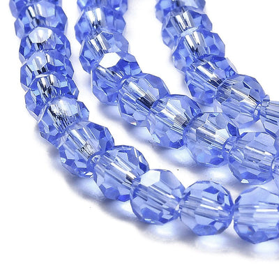 The Bead Store 4mm Round Faceted Glass Beads Cornflower Blue AB