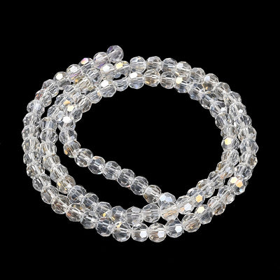 The Bead Store 4mm Round Faceted Glass Beads Crystal AB