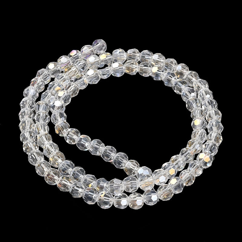 The Bead Store 4mm Round Faceted Glass Beads Crystal AB