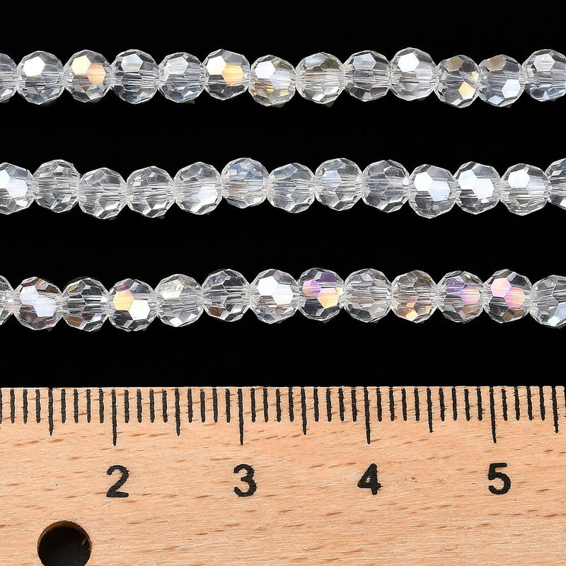 The Bead Store 4mm Round Faceted Glass Beads Crystal AB