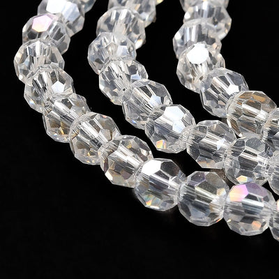 The Bead Store 4mm Round Faceted Glass Beads Crystal AB