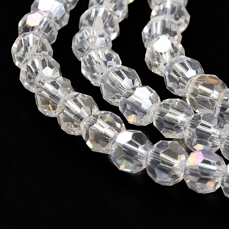 The Bead Store 4mm Round Faceted Glass Beads Crystal AB