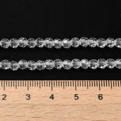 The Bead Store 4mm Round Faceted Glass Beads Crystal Clear