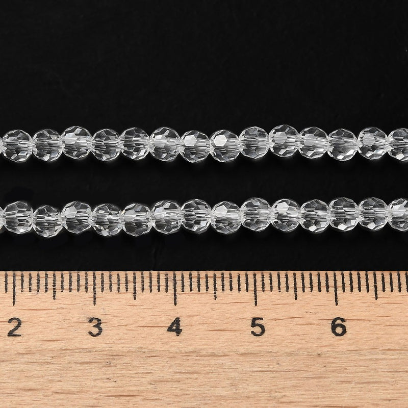 The Bead Store 4mm Round Faceted Glass Beads Crystal Clear