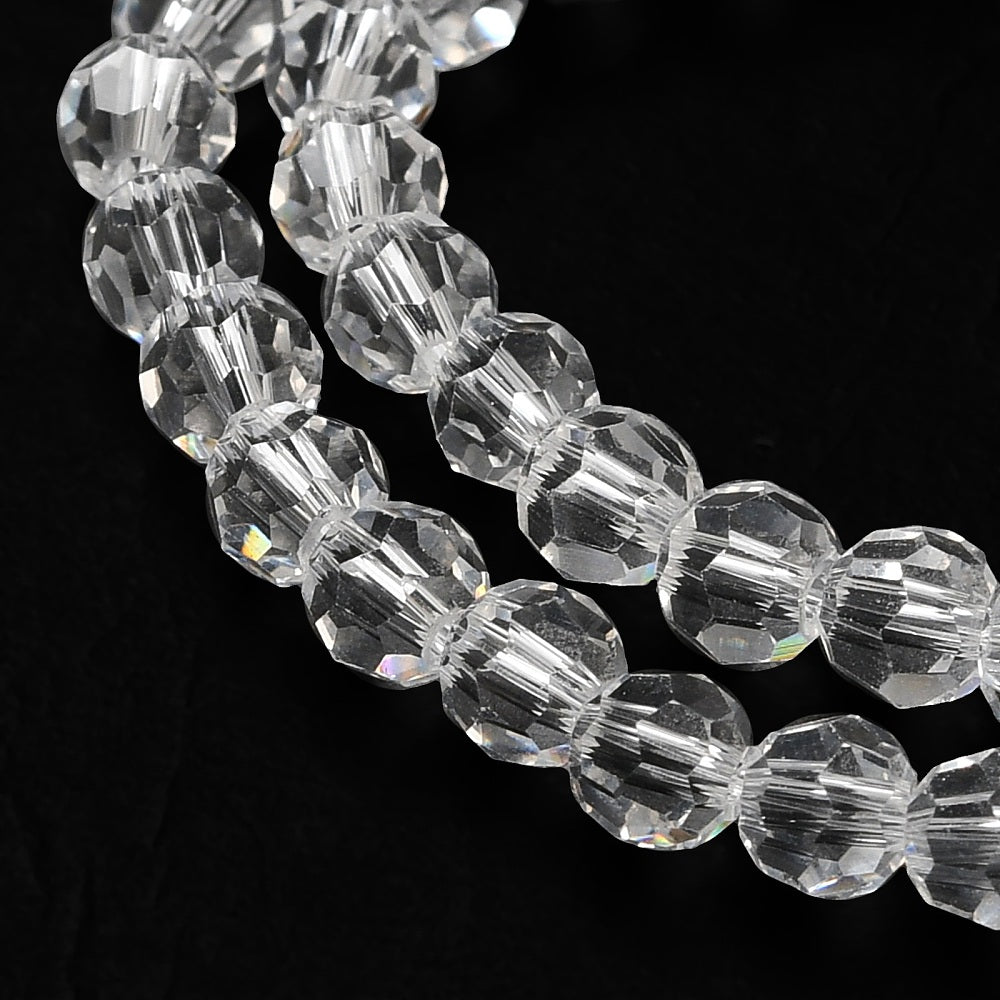 The Bead Store 4mm Round Faceted Glass Beads Crystal Clear