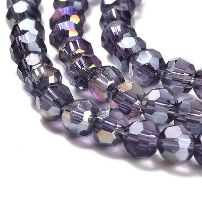 The Bead Store 4mm Round Faceted Glass Beads Indigo AB