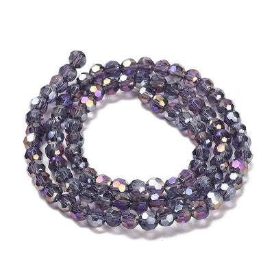 The Bead Store 4mm Round Faceted Glass Beads Indigo AB