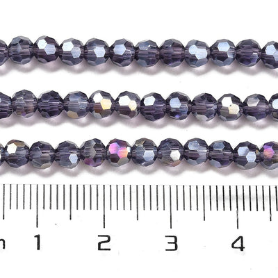 The Bead Store 4mm Round Faceted Glass Beads Indigo AB
