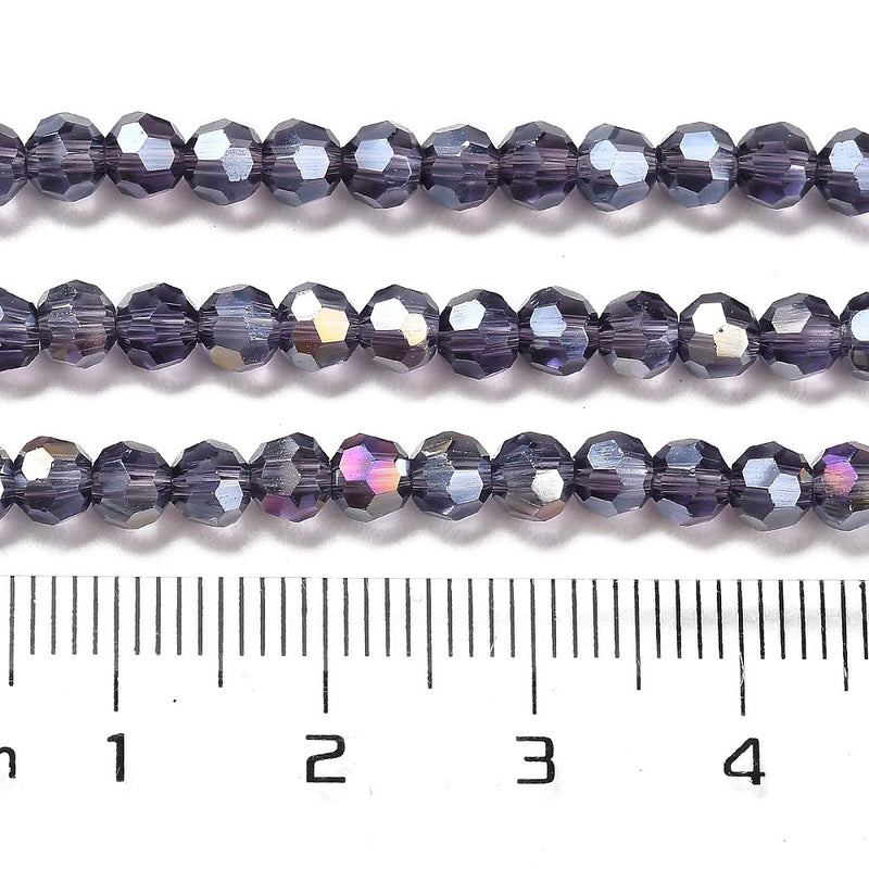The Bead Store 4mm Round Faceted Glass Beads Indigo AB