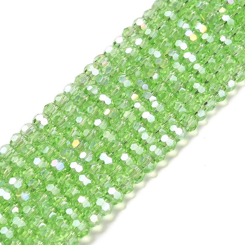 The Bead Store 4mm Round Faceted Glass Beads Light Green AB