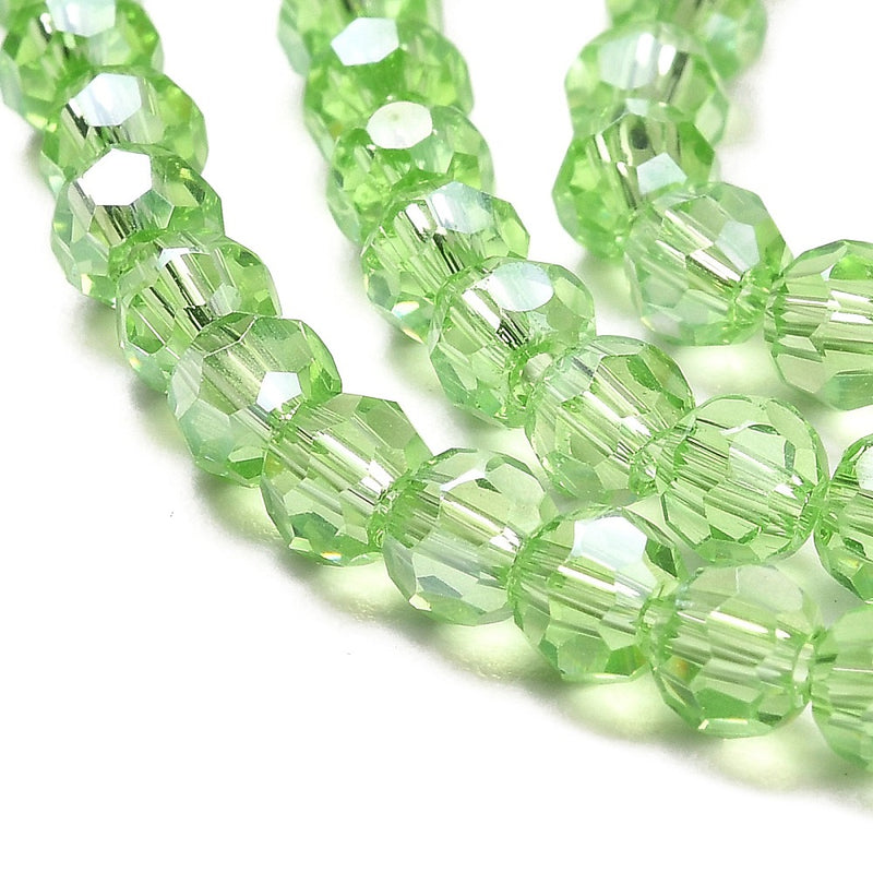 The Bead Store 4mm Round Faceted Glass Beads Light Green AB