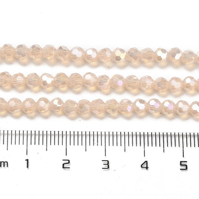 The Bead Store 4mm Round Faceted Glass Beads Milky Peach Jade AB