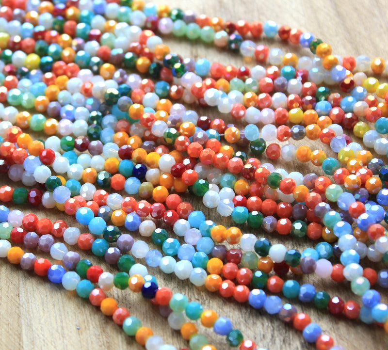 The Bead Store 4mm Round Faceted Glass Beads Mixed Lustred Colours