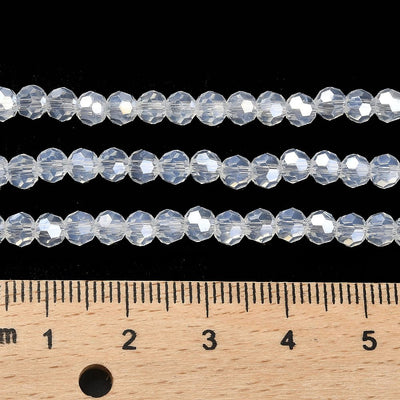 The Bead Store 4mm Round Faceted Glass Beads Opalite AB