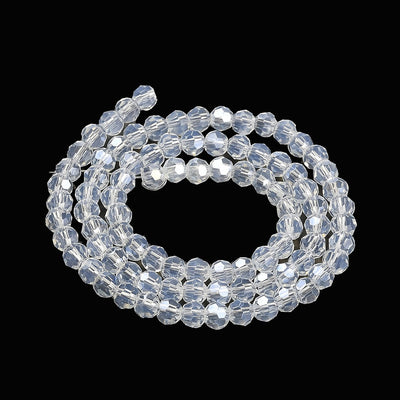 The Bead Store 4mm Round Faceted Glass Beads Opalite AB