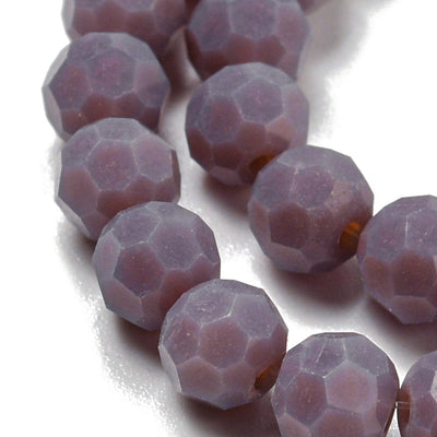 The Bead Store 4mm Round Faceted Glass Beads Opaque Dusty Purple