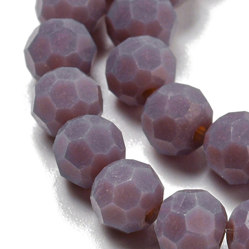 The Bead Store 4mm Round Faceted Glass Beads Opaque Dusty Purple