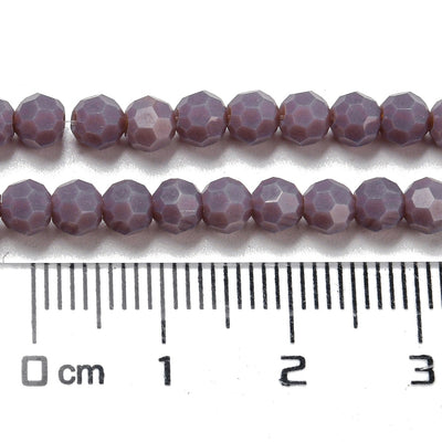 The Bead Store 4mm Round Faceted Glass Beads Opaque Dusty Purple