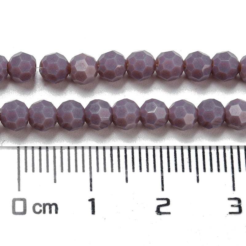 The Bead Store 4mm Round Faceted Glass Beads Opaque Dusty Purple