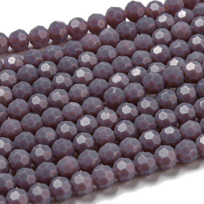 The Bead Store 4mm Round Faceted Glass Beads Opaque Dusty Purple
