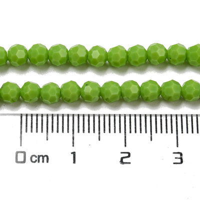 The Bead Store 4mm Round Faceted Glass Beads Opaque Lime Green